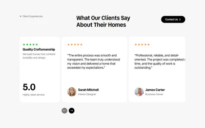 Reviews block of a home builder site